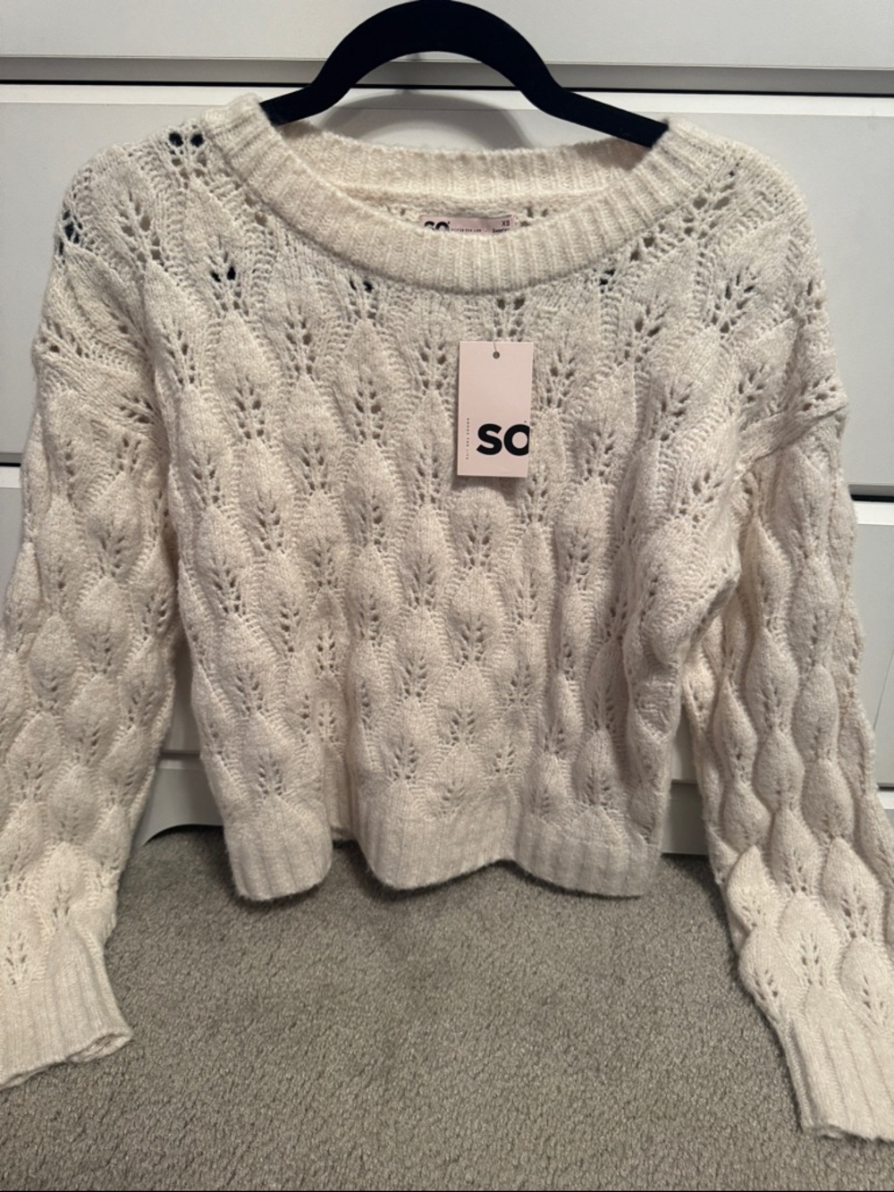 SO Cream Openwork Crewneck Sweater